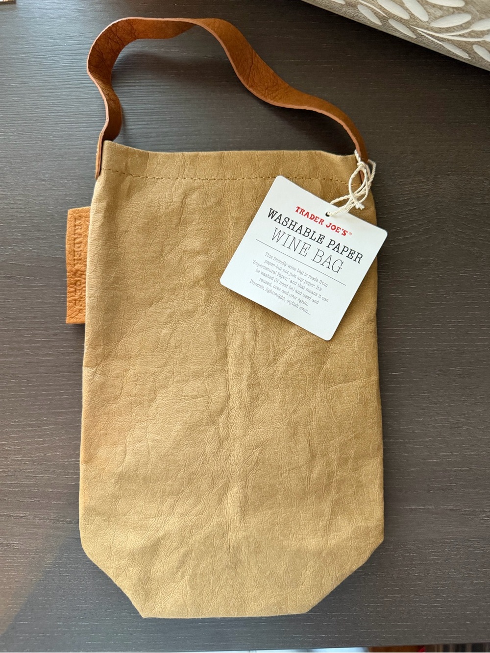 Trader Joe’s Washable Paper Wine Bag NWT Discontinued Reusable Tote